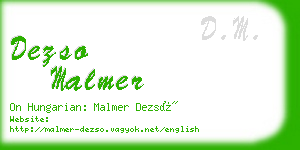 dezso malmer business card